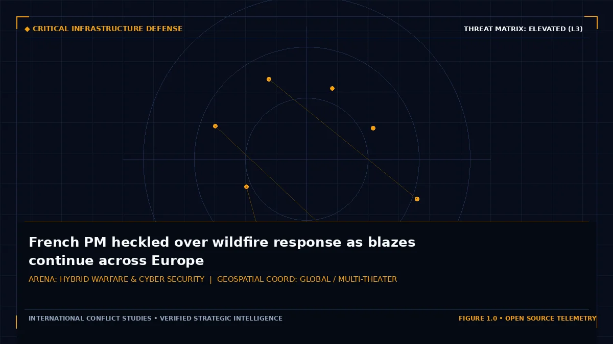 French PM heckled over wildfire response as blazes continue across Europe - Tactical intelligence visual and operational telemetry