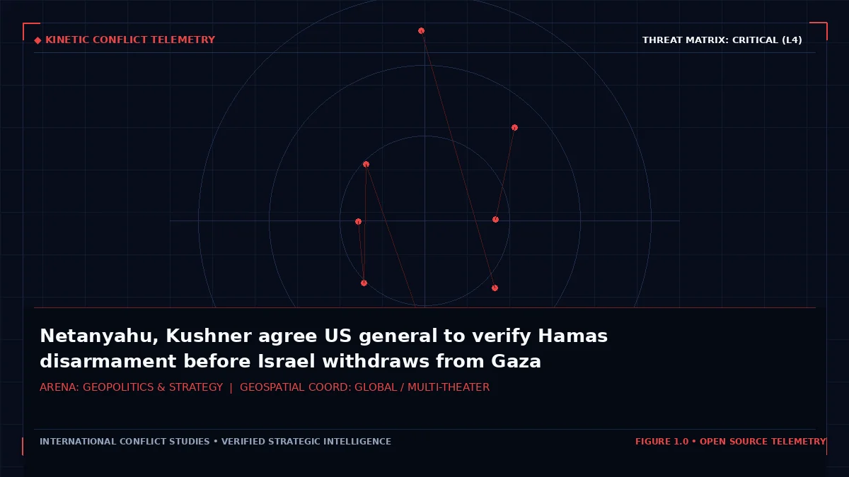 Netanyahu, Kushner agree US general to verify Hamas disarmament before Israel withdraws from Gaza - Tactical intelligence visual and operational telemetry