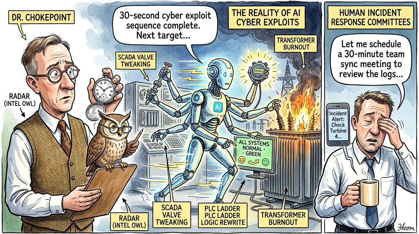 Dr. Chokepoint & Radar the Owl — Machine-Speed AI Sabotage: 30-Second Zero-Days vs Human Incident Response